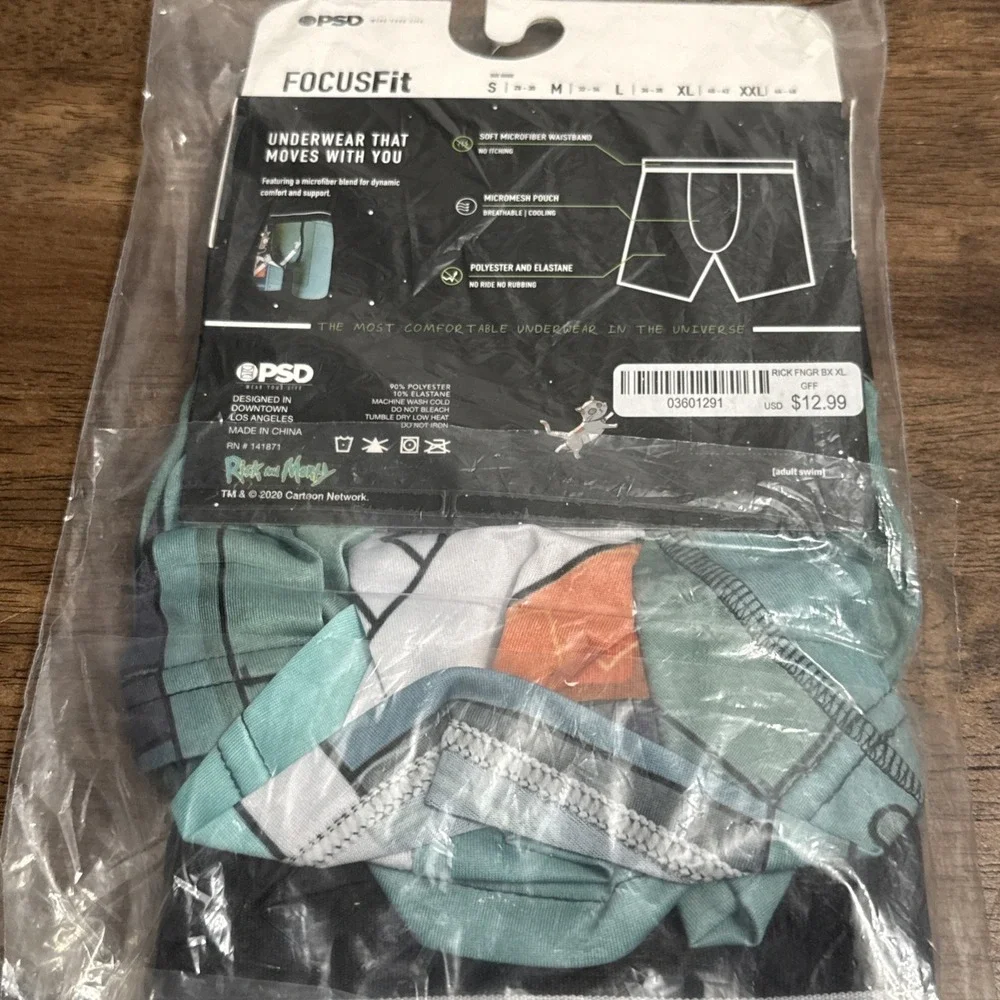 New PSD Underwear Men's Rick And Morty  Boxer Brief NWT XL 40-42 Focus Fit